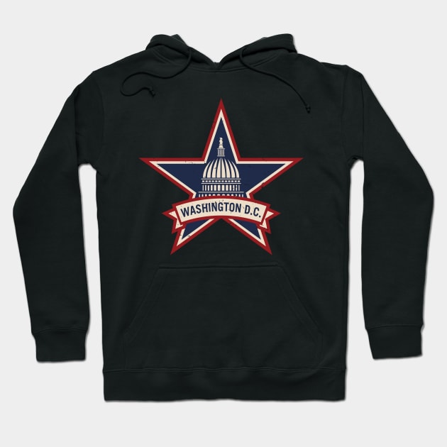 Washington D.C. Vintage Style Logo Hoodie by hobrath